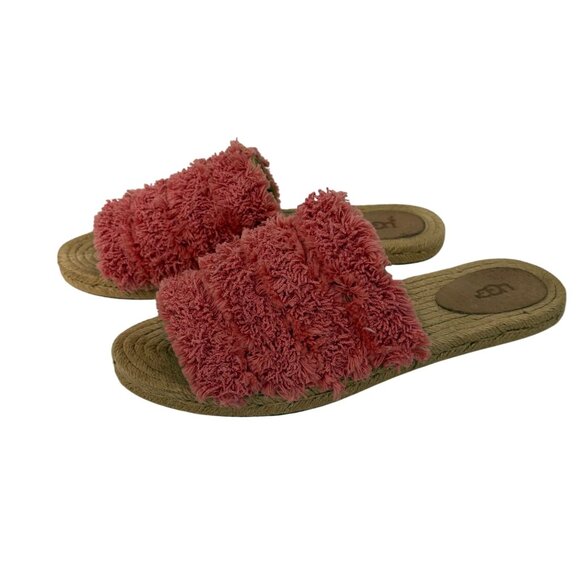 UGG Womens Edith Yarn Fringe Slide Sandals Pink Espadrille Slip On Size 10 - Picture 1 of 10